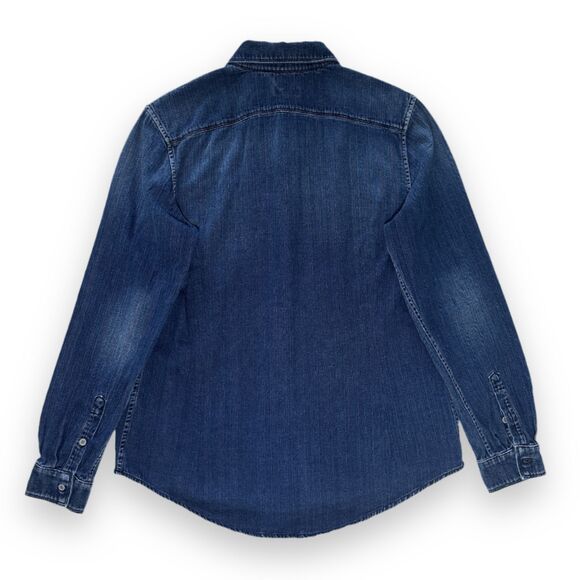 Axel's Premium Over-Dyed Denim Shirt Sz XL Faded Cotton Haringbone Made in Italy - Picture 6 of 12